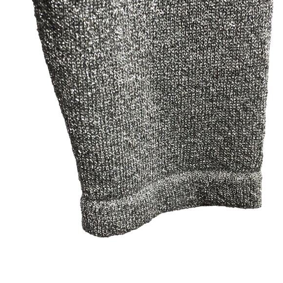Metallic Silver Sweater Crew Neck Medium, Vintage Retro Lightweight - Picture 4 of 5